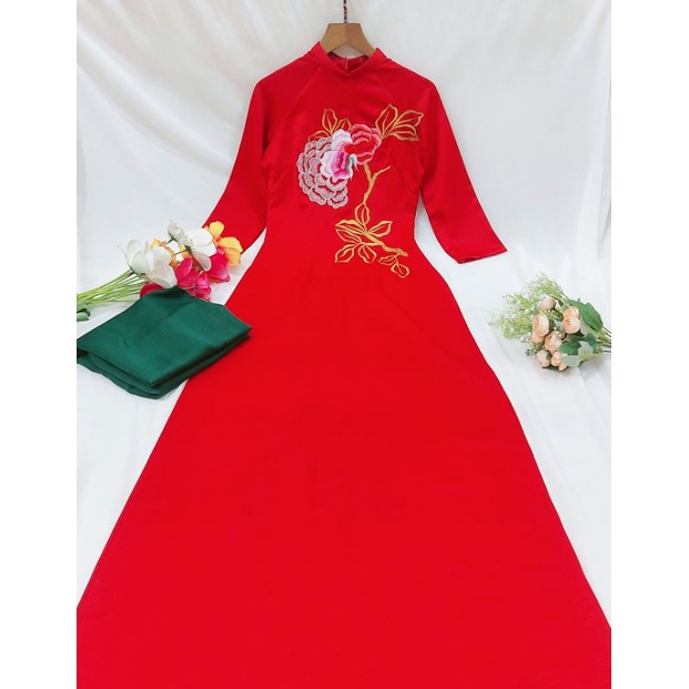 😍 Siêu phẩm áo dài lụa thêu đẹp mềm mại sang chảnh hàng thiết kế cao cấp