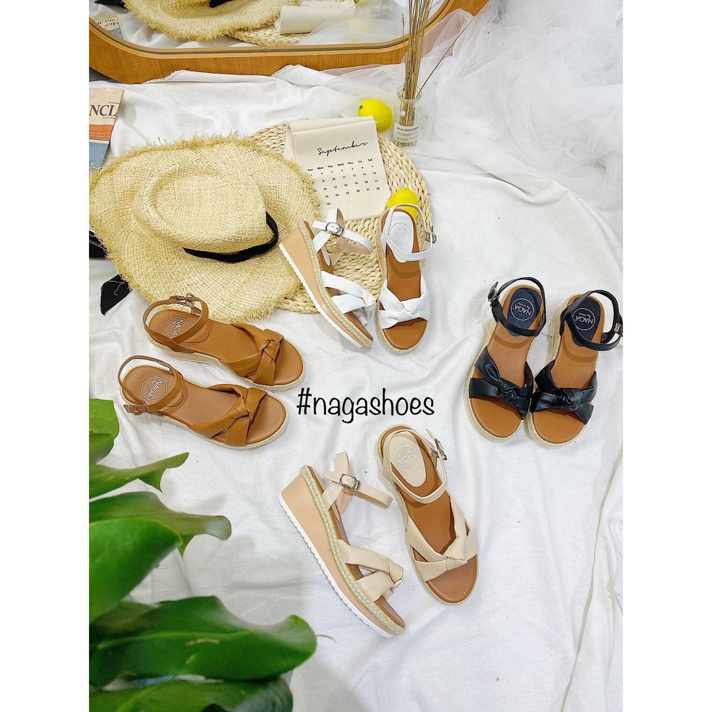 GIÀY SANDAL NAGASHOES QUAI THẮT NƠ VIỀN CỐI 5P NAS168