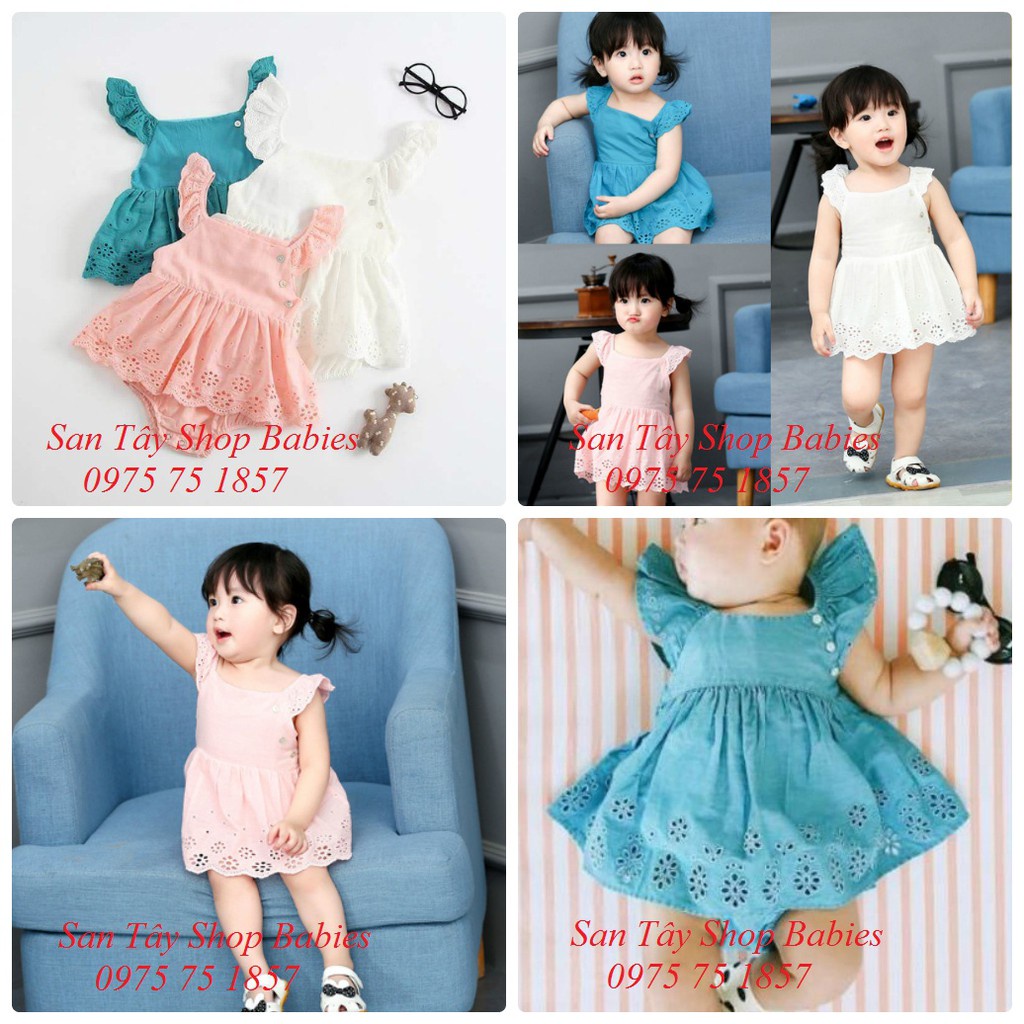 Body thô dập hoa chân váy, tay cánh tiên rất xinh cho bé từ 2 - 12M - Hàng mới về