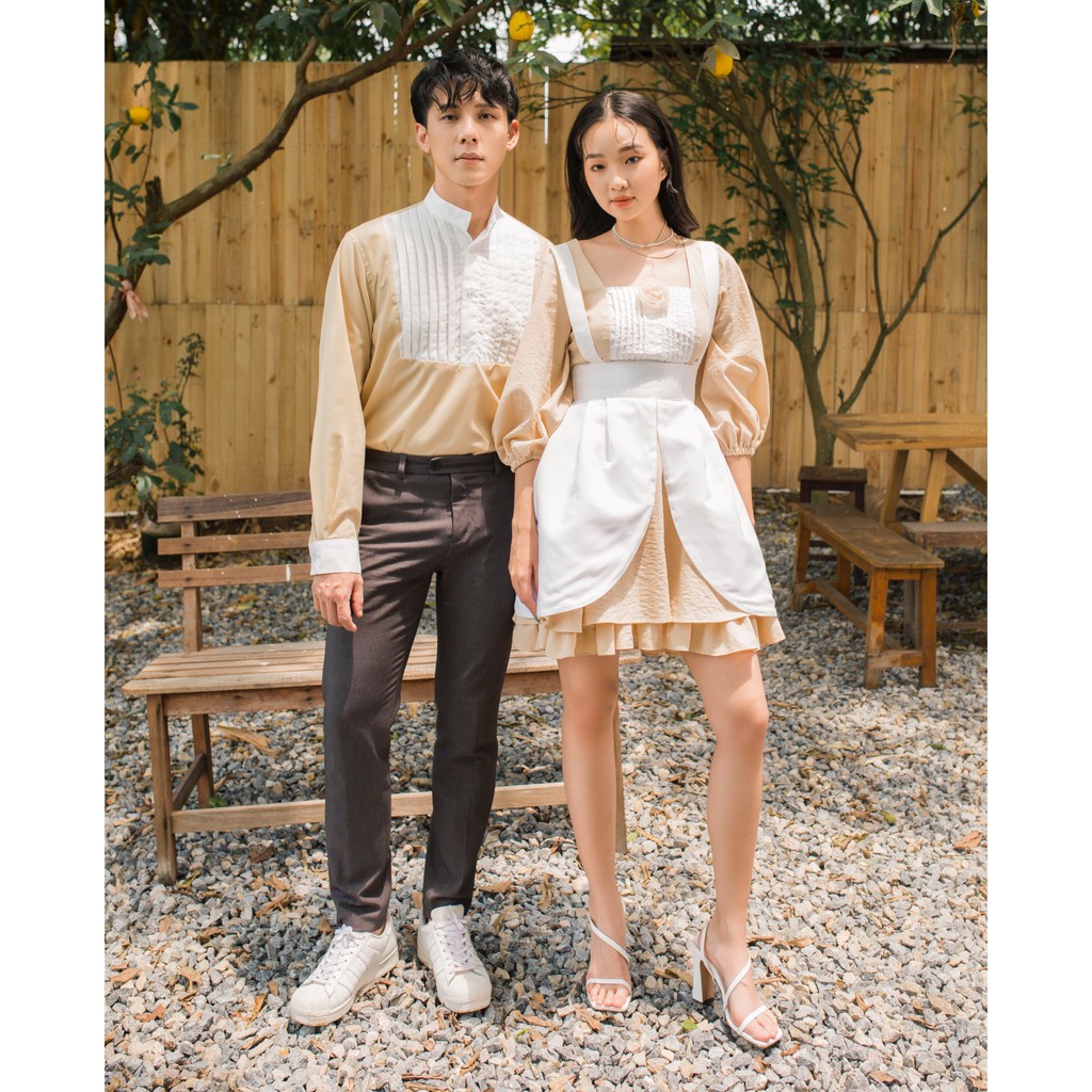 Đồ đôi Áo đôi nam nữ CoupleLADESIGN ⚡FREESHIP⚡ Váy đầm Áo sơ mi Couple Style Hàn Quốc Stella Set x Alan Shirt THIẾT KẾ