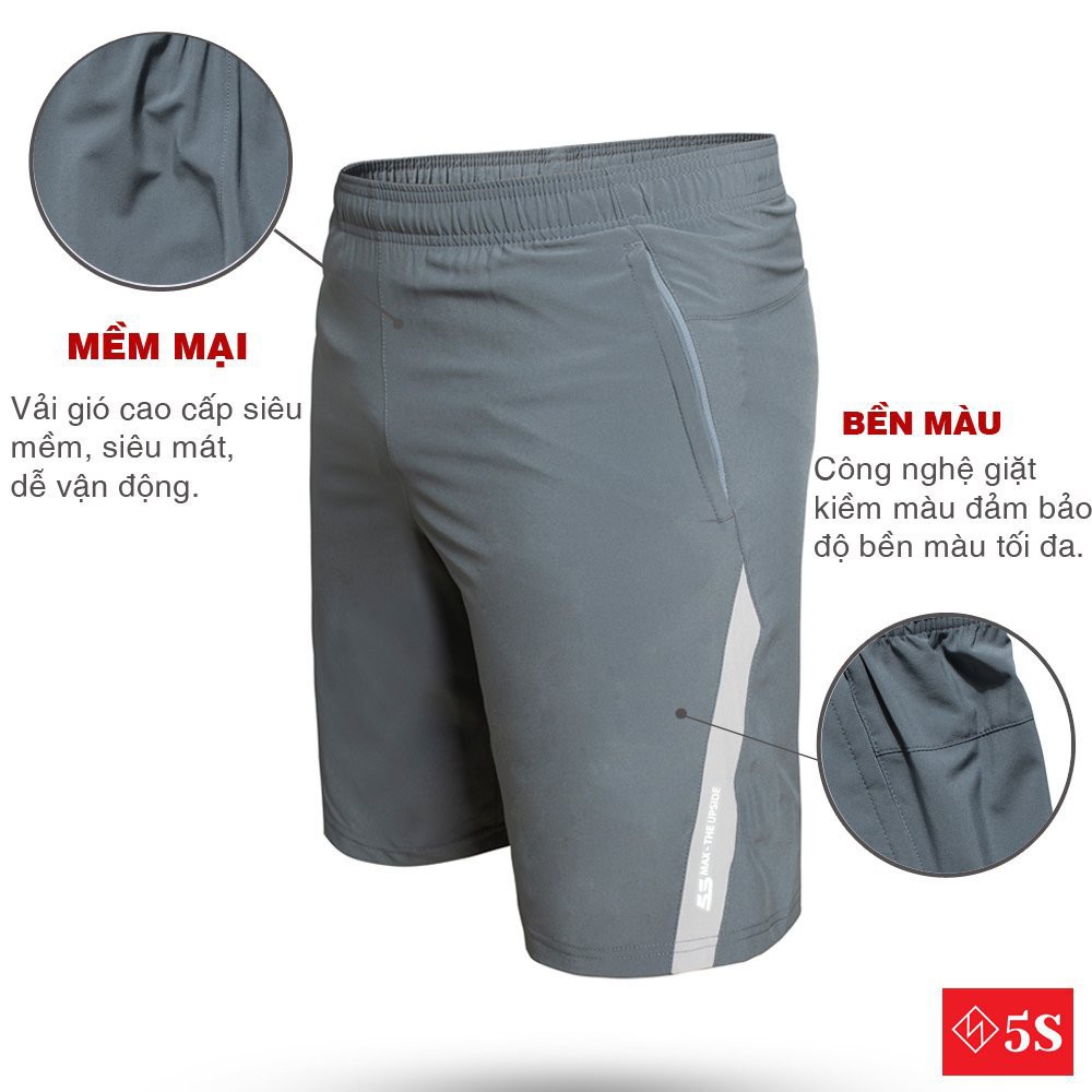 Quần Short Thể Thao Nam 5S (5 màu), Vải Gió Thoáng Mát, Lưng Chun Thoải Mái (QSG21007-01)