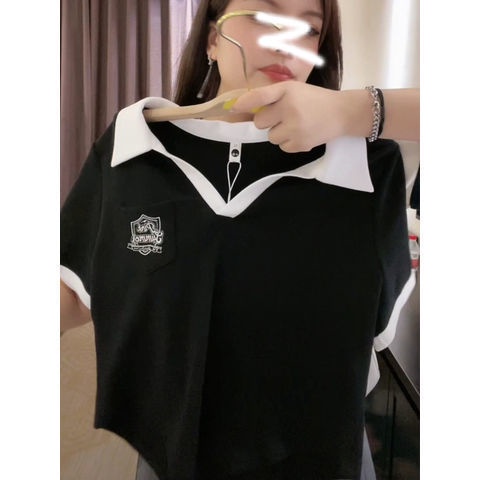 Áo Thun Polo Tay Ngắn Plus Size Cho Nữ áo sơ mi cổ đứng