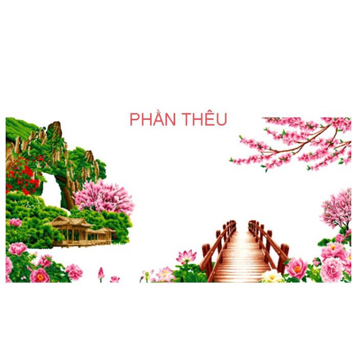 Tranh thêu chữ thập Non nước hữu tình LV3320 (120 x 55 cm); LV3321 (160 x 75 cm); LV3322 (200 x 90 cm)