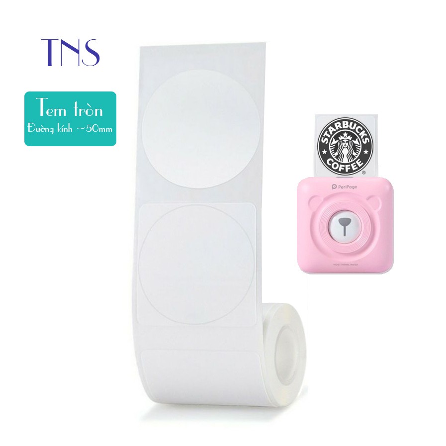 Giấy in nhiệt tem nhãn dán 3 cuộn đầy đủ kích thước dành cho Máy in mini Peripage A6