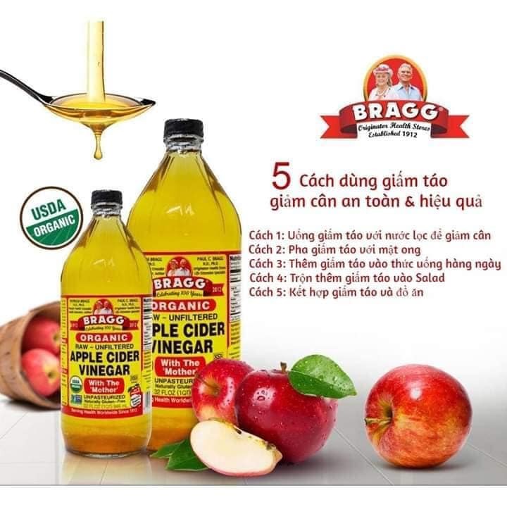 Giấm táo hữu cơ vinegar organic Bragg 946ml