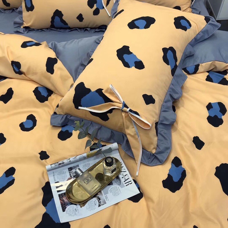 Bộ Chăn Ga Gối Cotton Silk Viền Bèo Cao Cấp - loại 1