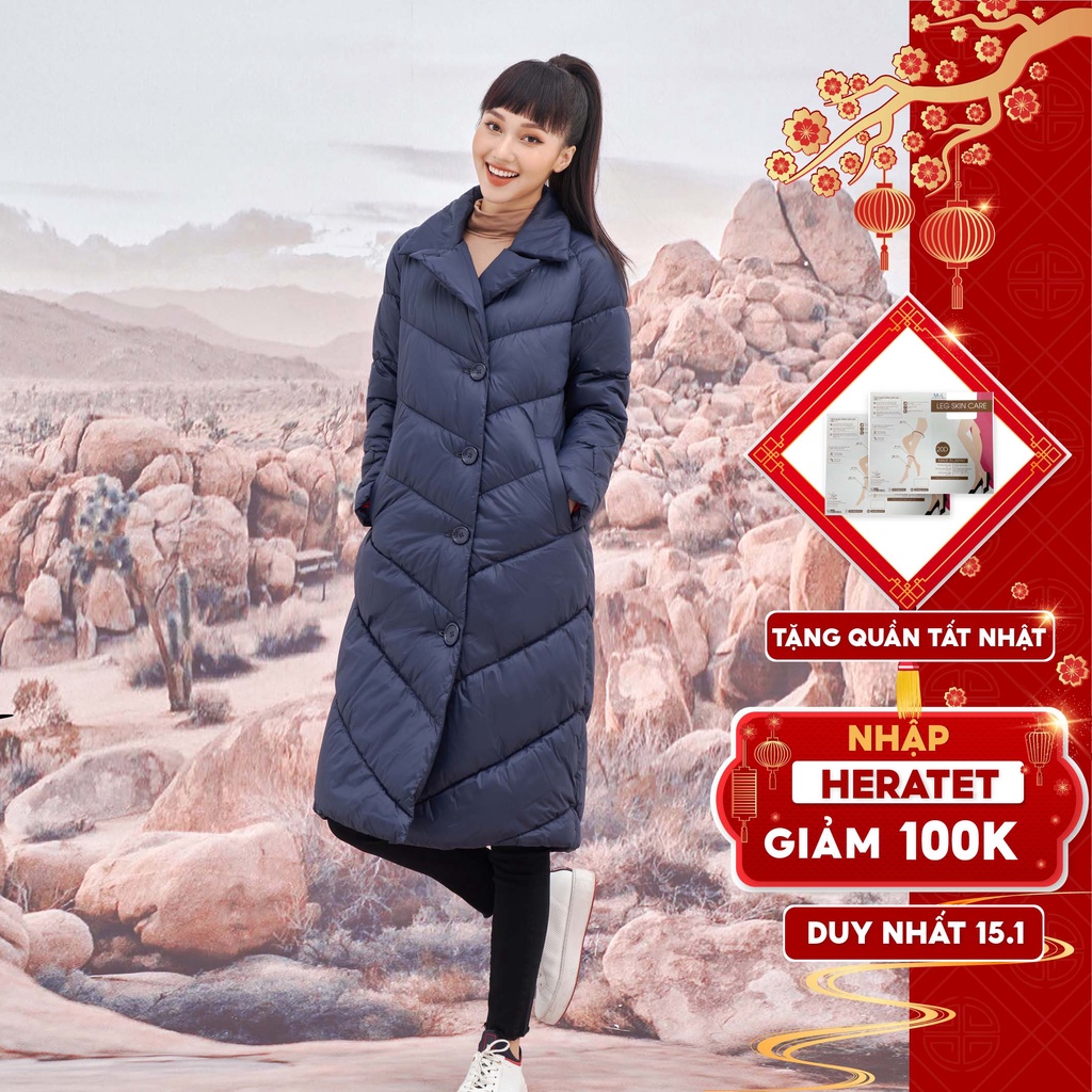Áo phao nữ 3 lớp dáng dài cổ 2 ve HeraDG - WJK20012