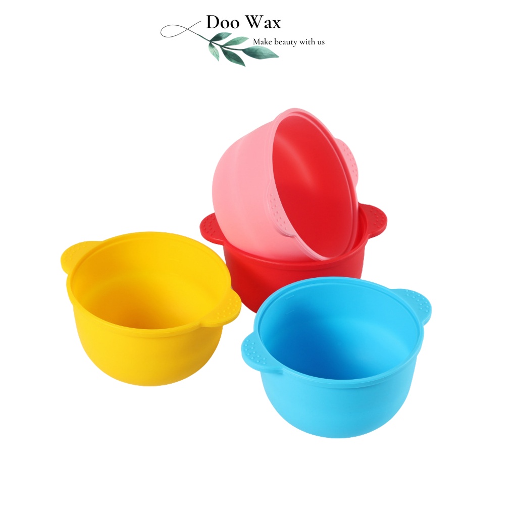 Chén nấu sáp wax lông Silicons chống dính chịu nhiệt, que Silicons phết sáp tái sử dụng
