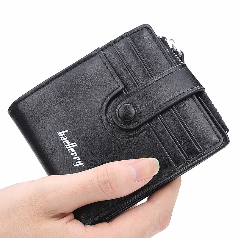 「COD」Baellerry Men's Short Wallet Korean Version of The Buckle Multi-card Position Purse