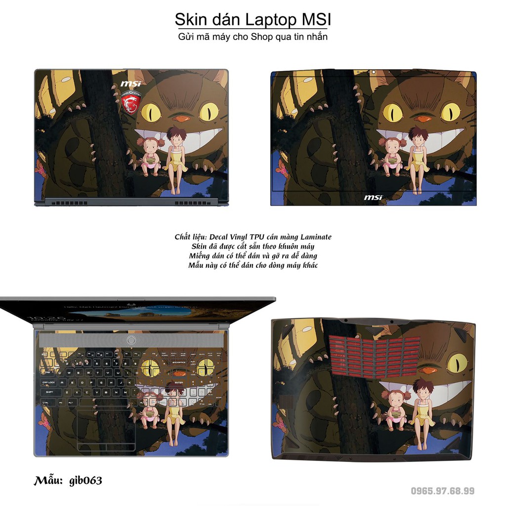 Skin dán Laptop MSI in hình Ghibli nhiều mẫu 10 (inbox mã máy cho Shop)