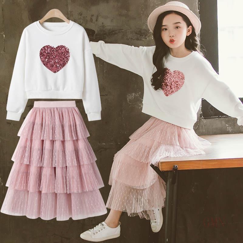 Bộ đồ hai món in họa tiết hoạt hình thời trang xuân thu Hàn Quốc cho bé gái