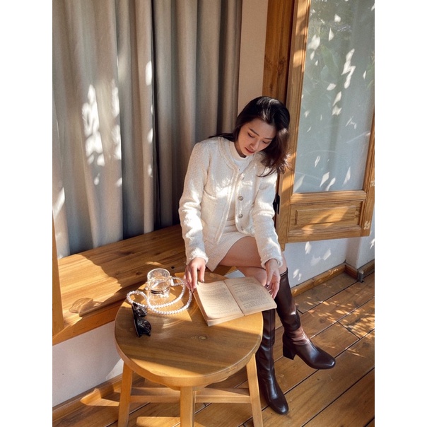 ZIEL Set áo khoác tweed jacket và chân váy