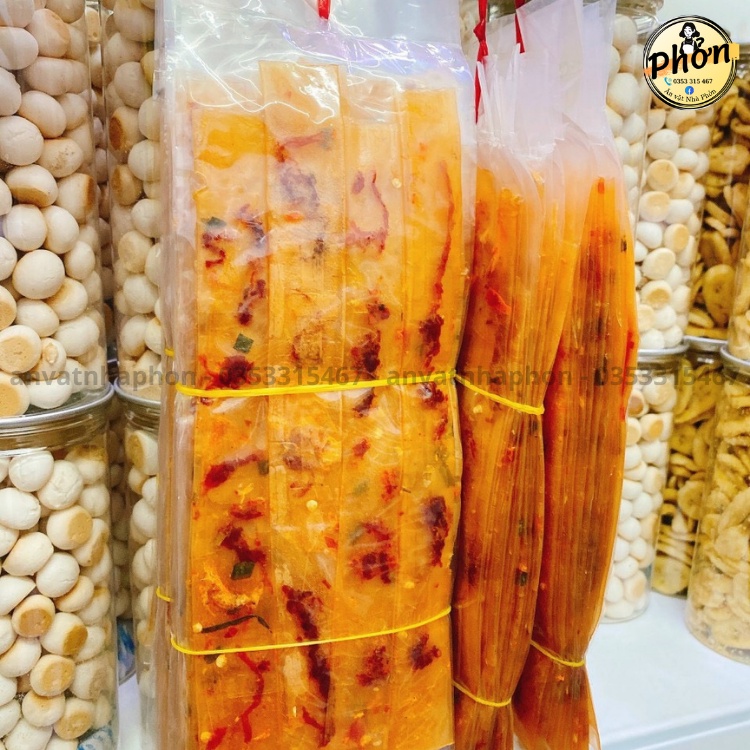 Bịch Bánh Tráng Dẻo Cuộn Khô Bò,  Thơm Ngon Mê Ly - Ăn Vặt Nhà Phởn