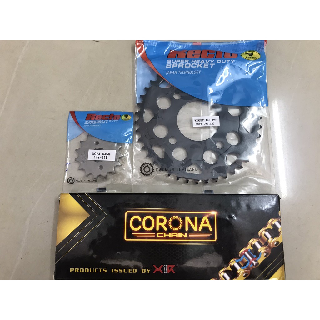 Bộ nhông sên dĩa Winner (Nhông15, dĩa 42T Rector-sên X1R có phốt)