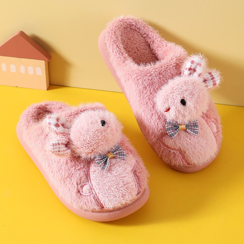 (TH30) Dép Bông Trẻ Em, Dép Lông Đi Trong Nhà Cho Bé Họa Tiết Thỏ Đáng Yêu