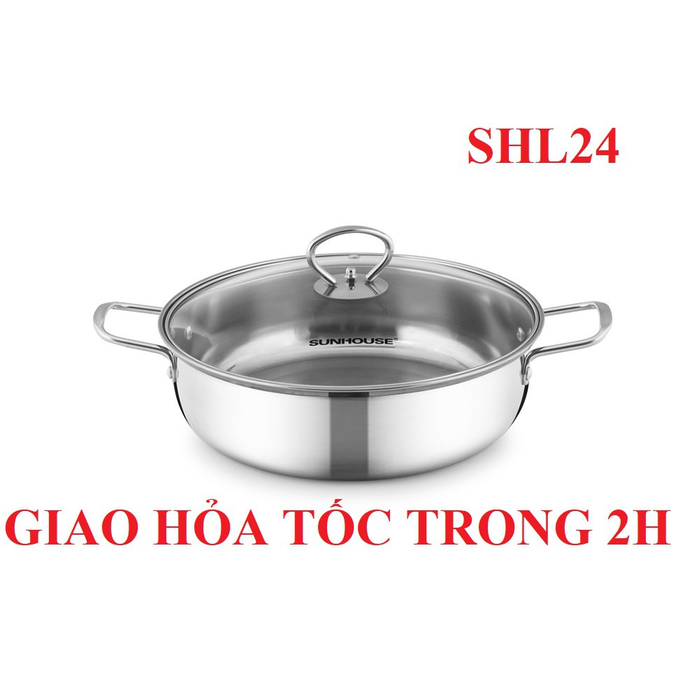 NỒI LẨU INOX 1 ĐÁY SUNHOUSE 24CM 26CM