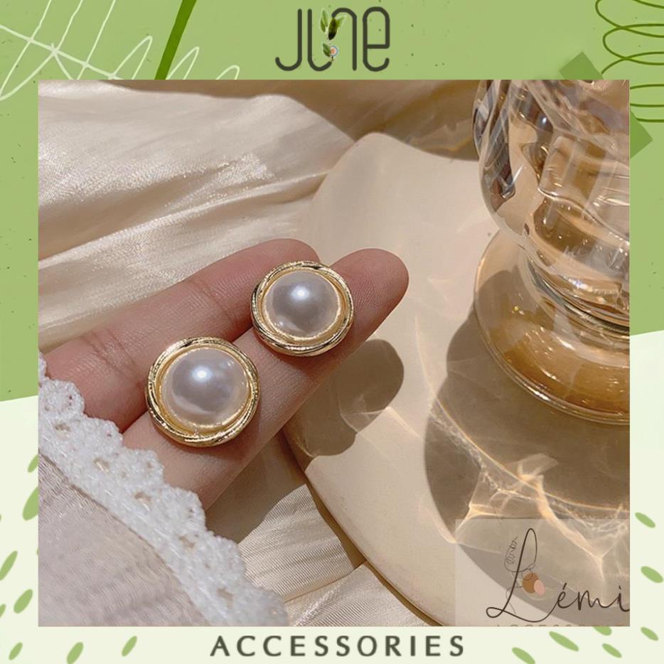 Bông tai hình tròn bạc S925 không gỉ, khuyên tai phụ kiện cho chị em đi chụp ảnh siêu xinh June Accessories