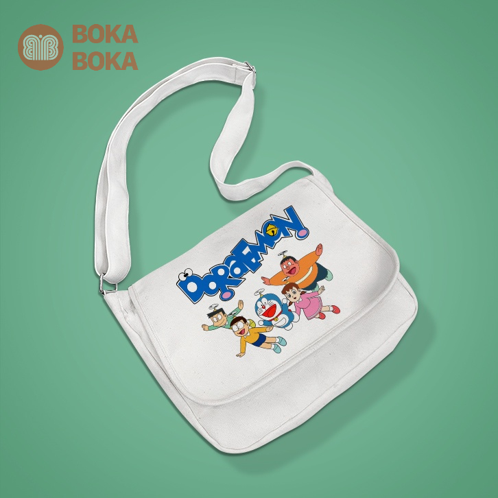 Túi Tote Đeo Chéo Vải Canvas Túi Xách Nữ Doreamon Phong Cách Thời Trang Ulzzang Đựng Sách Vở Học Tập