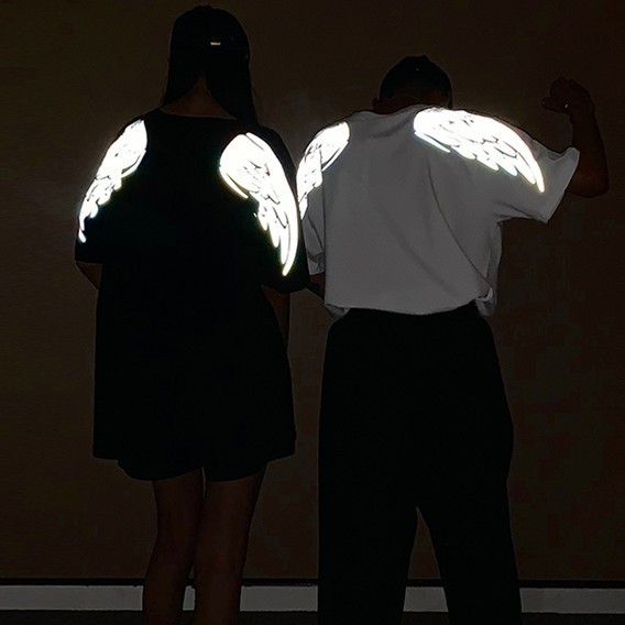 🌸Siêu Rẻ 💯  Áo thun tay lỡ cánh thiên thần phản quang 7 màu unisex CHẤT ĐẸP CÓ FREESHIP | BigBuy360 - bigbuy360.vn