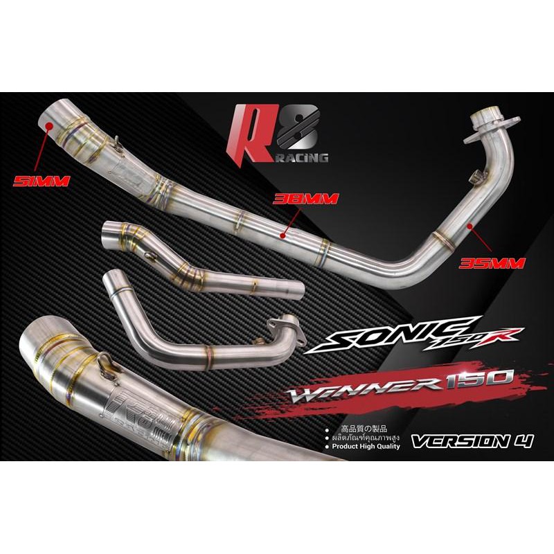 Cổ pô tăng 2 khúc R8 Racing CHÍNH HÃNG Winner / Sonic _Dochoixemaynhapkhau