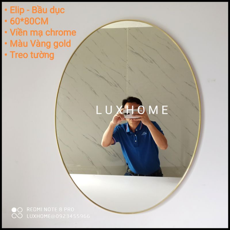 3 Bộ Gương Bầu Dục 60*80CM Viền Mạ Chrome Vàng Gold Đẹp Sang Trọng