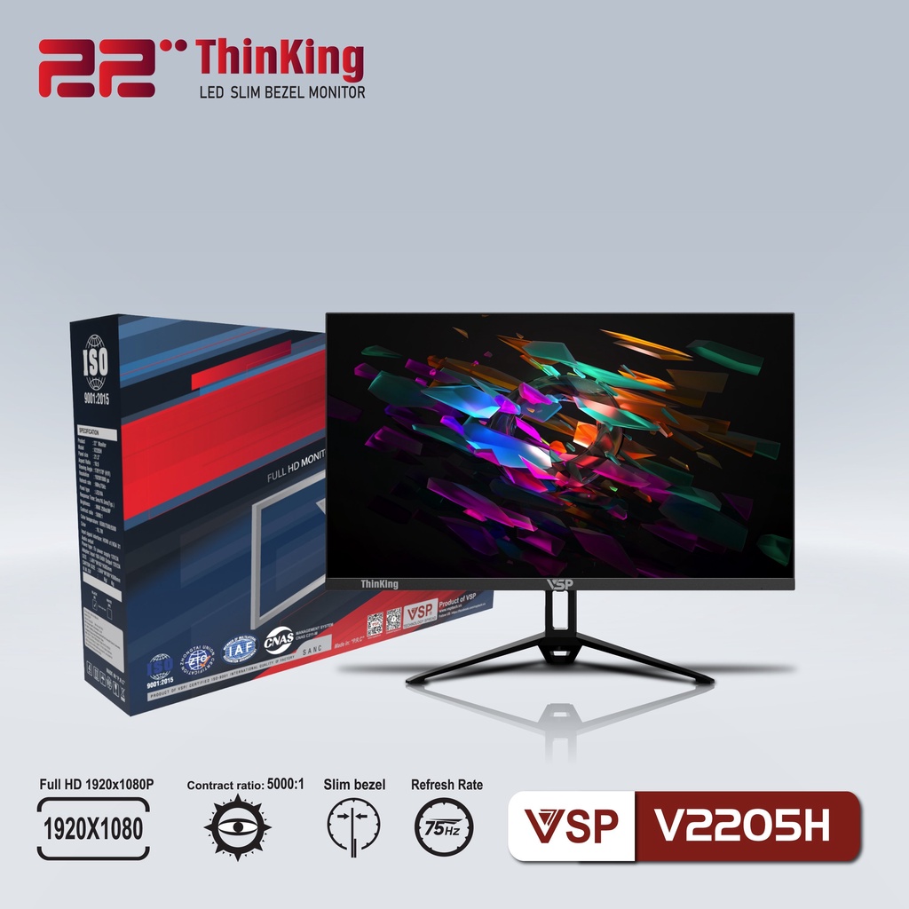 Màn hình VSP V2205H 22inch (21.45" VA FHD 75Hz, HDMI+VGA+Audio 3.5) Chính hãng phân phối | BigBuy360 - bigbuy360.vn