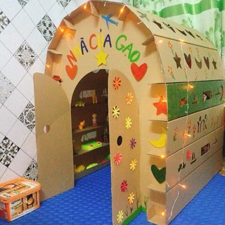 ❤️ HOT NEW ❤️ Nhà bìa carton lắp ghép cho bé/Nhà giấy carton lắp ráp cho bé siêu đẹp, chắc chắn.