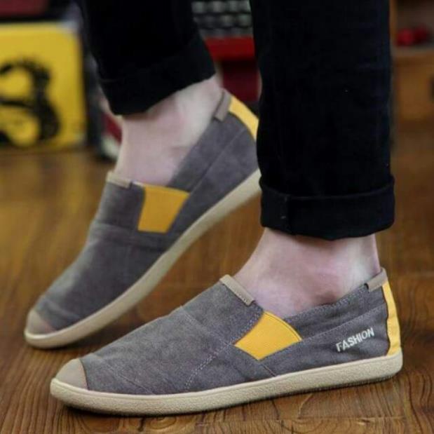 Giày lười vải jeans xám vàng 08 ZYM