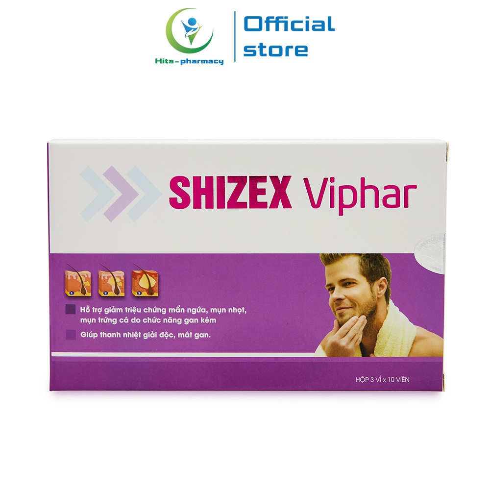 SHIZEX Viphar MT Pharco thảo dược giảm mẩn ngứa, mụn nhọt, trứng cá do gan kém 30 viên