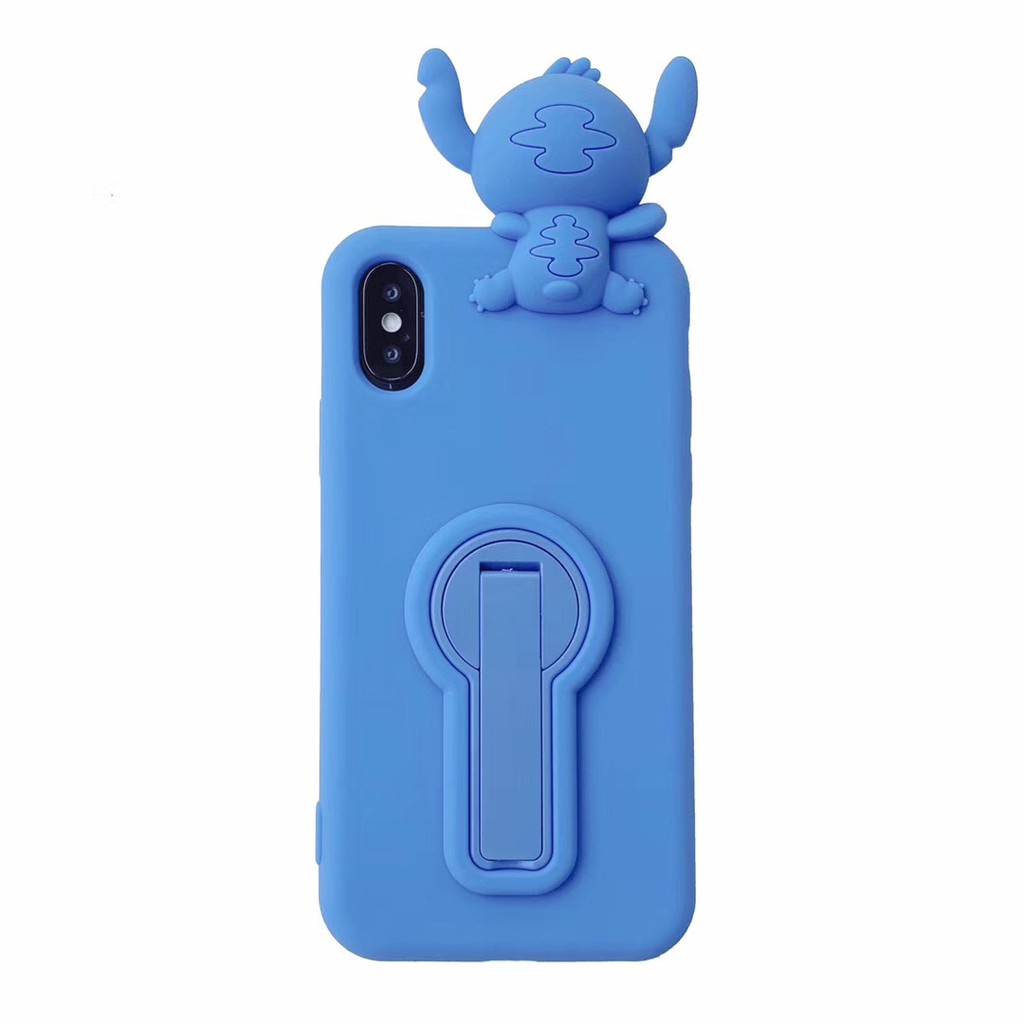 Ốp điện thoại hình Stitch 3D hoạt hình đáng yêu kèm giá đỡ cho iPhone 11 Pro Max 6 6s 7 8 plus X XS MAX XR