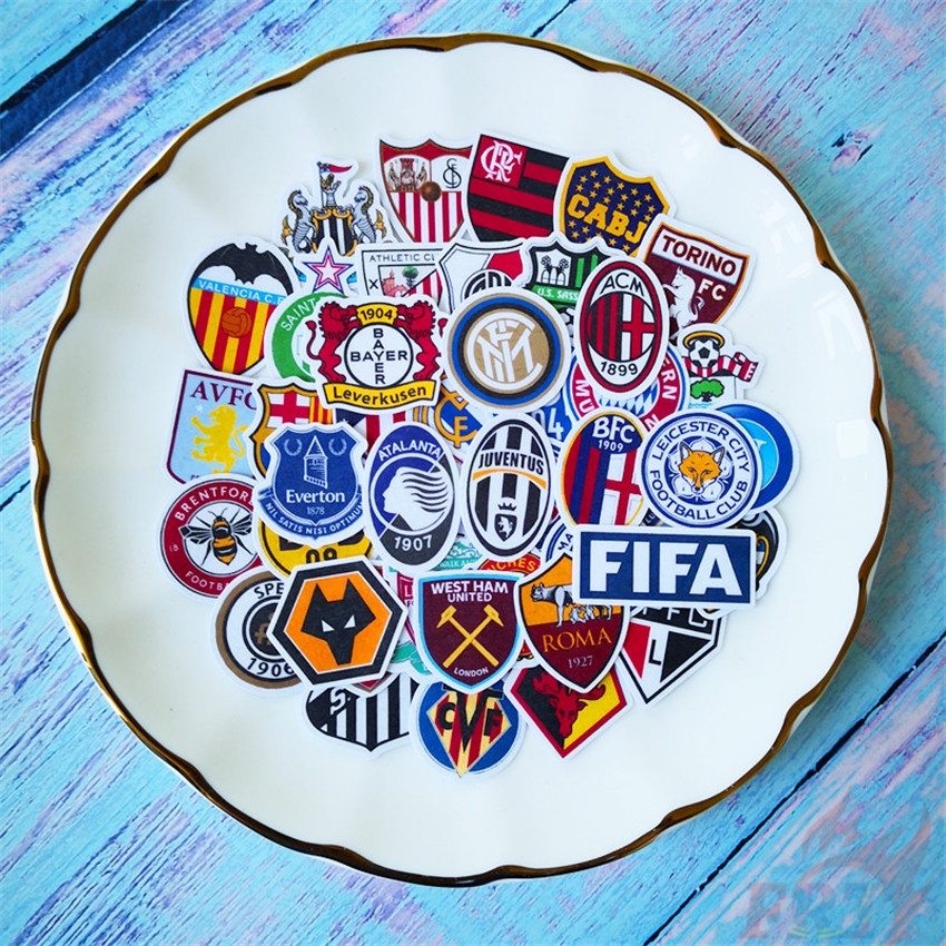 Set 40 miếng dán trang trí album thủ công hình logo câu lạc bộ bóng đá mini thời trang DIY