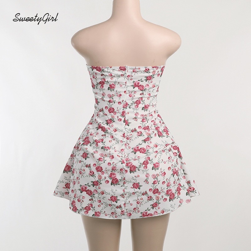 Đầm Mini Không Tay Hở Vai In Họa Tiết Hoa Thời Trang 2022 Quyến Rũ Cho Nữ