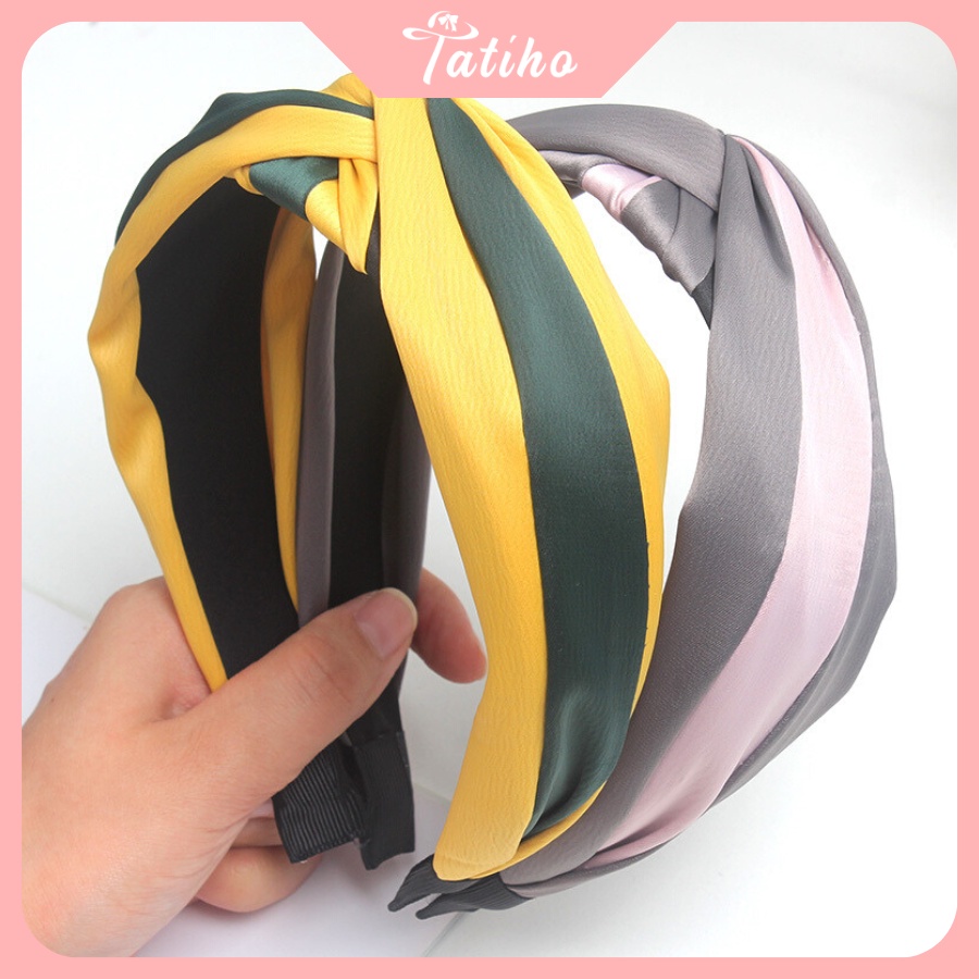 Cài Tóc Unisex, Băng Đô Lụa Satin Phối Hai Màu Cao Cấp Sang Trong Phong Cách Hàn Quốc - Tatiho - Mã CT013