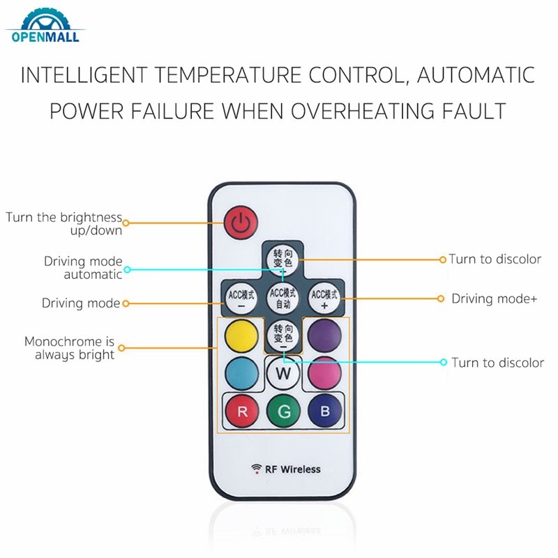 Set 2 dải đèn Led nhấp nháy linh hoạt nhiều màu trang trí đèn Pha xe hơi