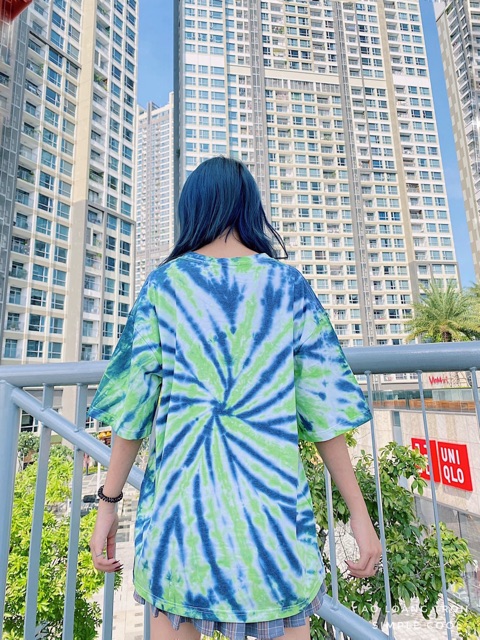 Áo Thun TieDye Basic Tay Lửng Unisex Ảnh Thật