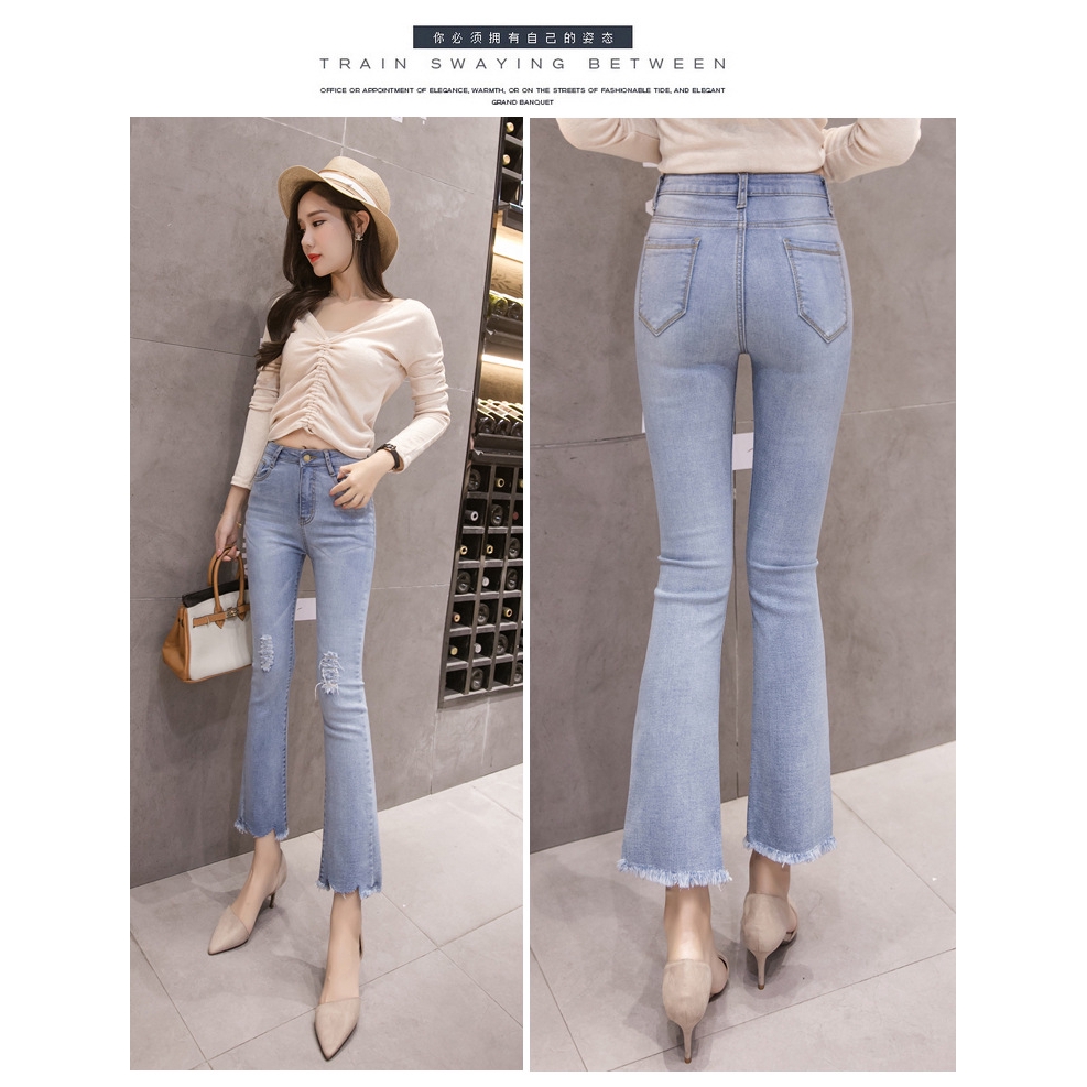 Quần Jeans Ngắn Rách Gối Thời Trang Dành Cho Nữ