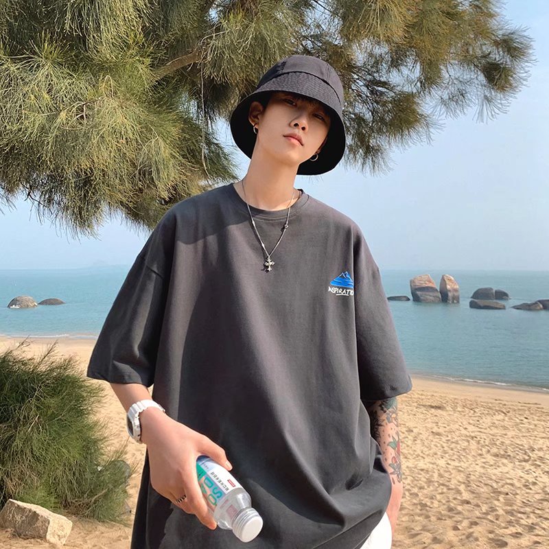 Áo Thun Tay Ngắn Dáng Rộng In Chữ Phong Cách Hip Hop Đường Phố Hàn Quốc Thời Trang Mùa Hè Cho Nam Và Nữ M-8XL