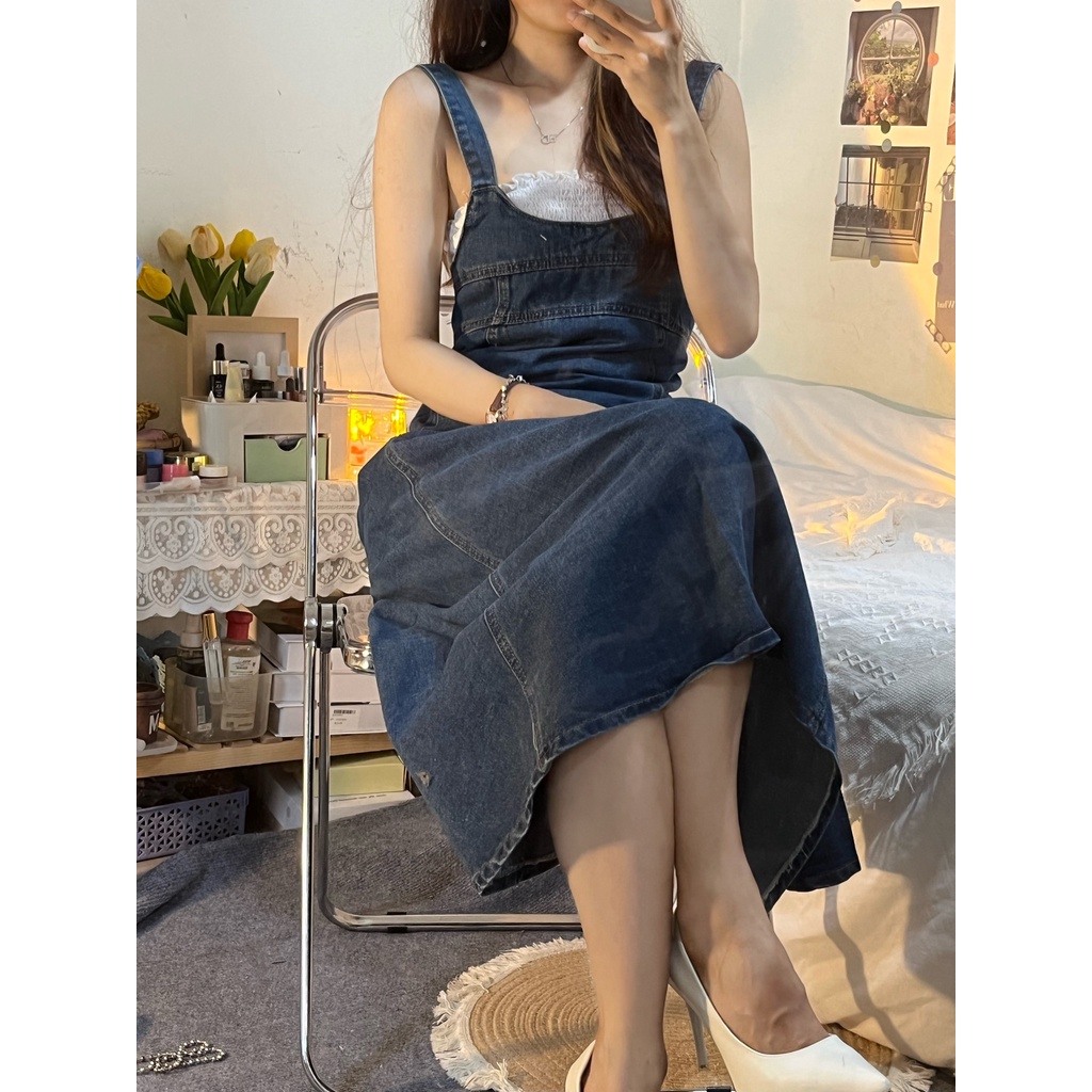 Váy Yếm Jean, Bò Chữ A Dáng Dài Taobao Order Kèm Ảnh Thật
