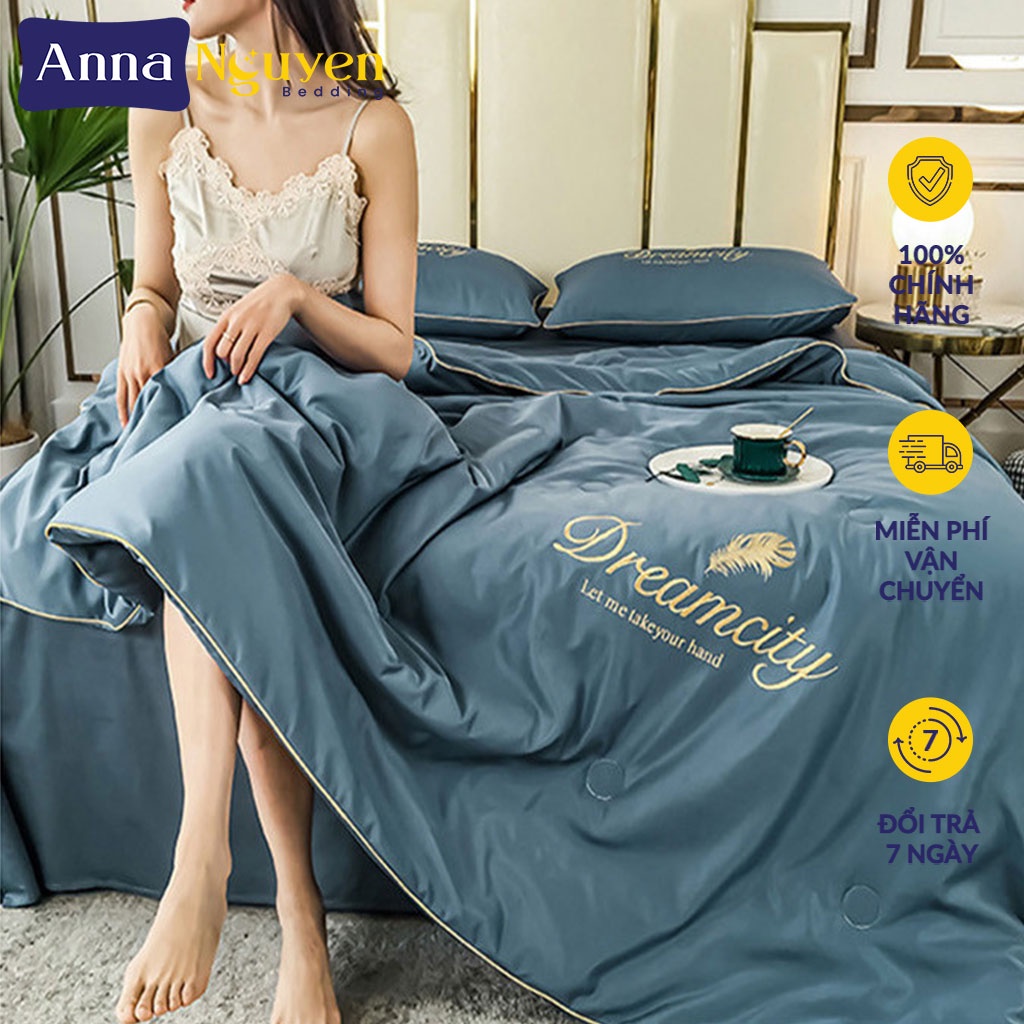 Bộ Chăn Ga Gối Đệm Lụa Thái Phi Bóng Drap Giường  Cao Cấp Bo Chun Drap