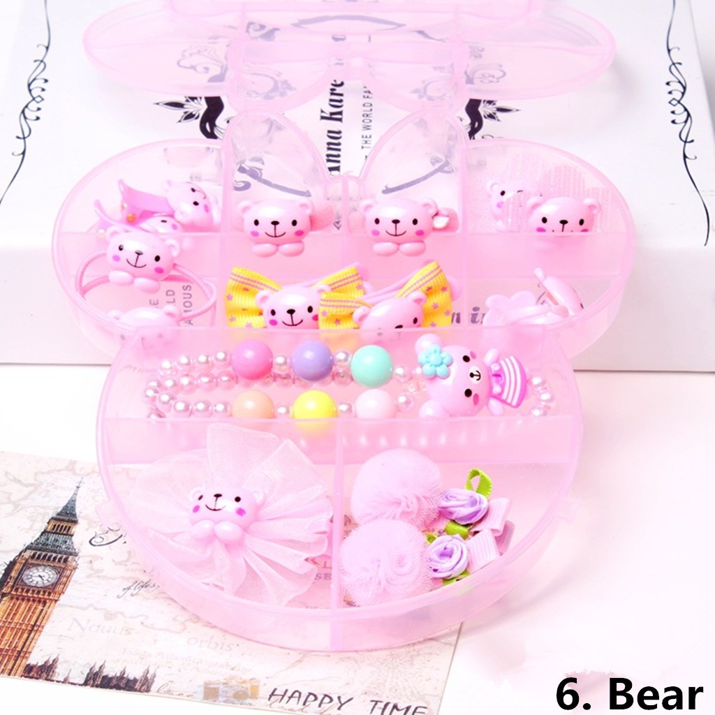 Bộ Kẹp Tóc + Dây Buộc Tóc Hình Hello Kitty / Mickey Cho Bé Gái