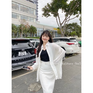 Áo sơ mi nữ trắng form thường oversize [STORY] A2106 (ảnh thật)