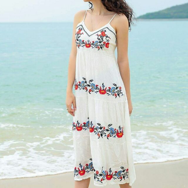 Đầm Maxi Thêu Hoa Nổi(giảm 30%- giá dưới hình là chưa giảm)