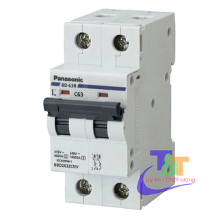 Cầu dao Aptomat Panasonic , CB 2 Pha 2 tép 16A, 20A, 25A,32A, 40A,50A, 63A