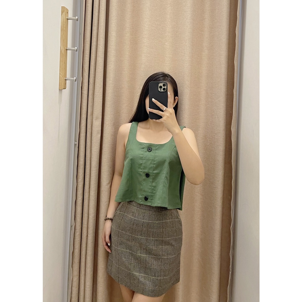 Áo HOBBS crop nút dây bảng 4M
