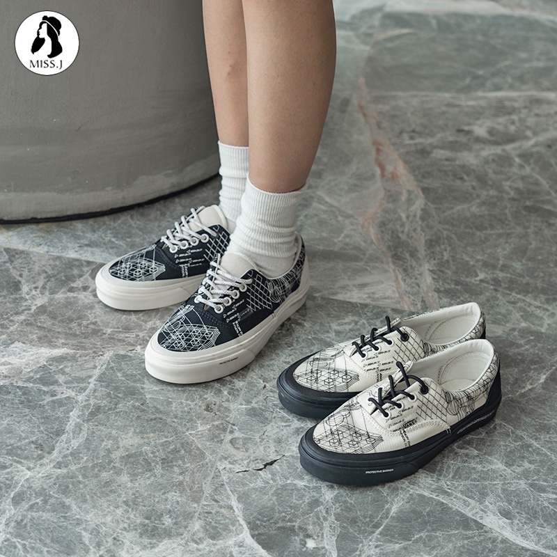 Cod 2 màu vans c2h4 màu đen đồng thương hiệu kỷ nguyên graffiti in giày hội đồng quản trị nam và nữ hàng đầu thấp