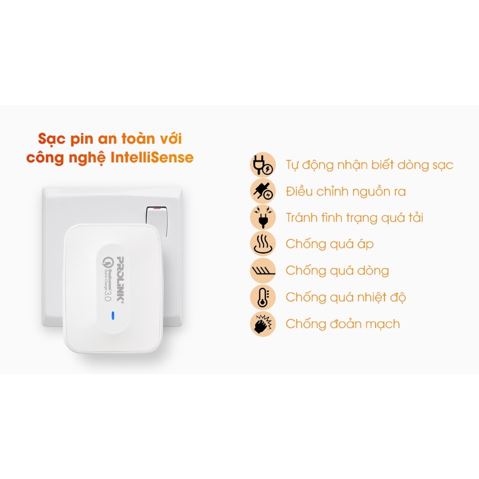 Củ Sạc Nhanh 3 Cổng USB Prolink PTC32501