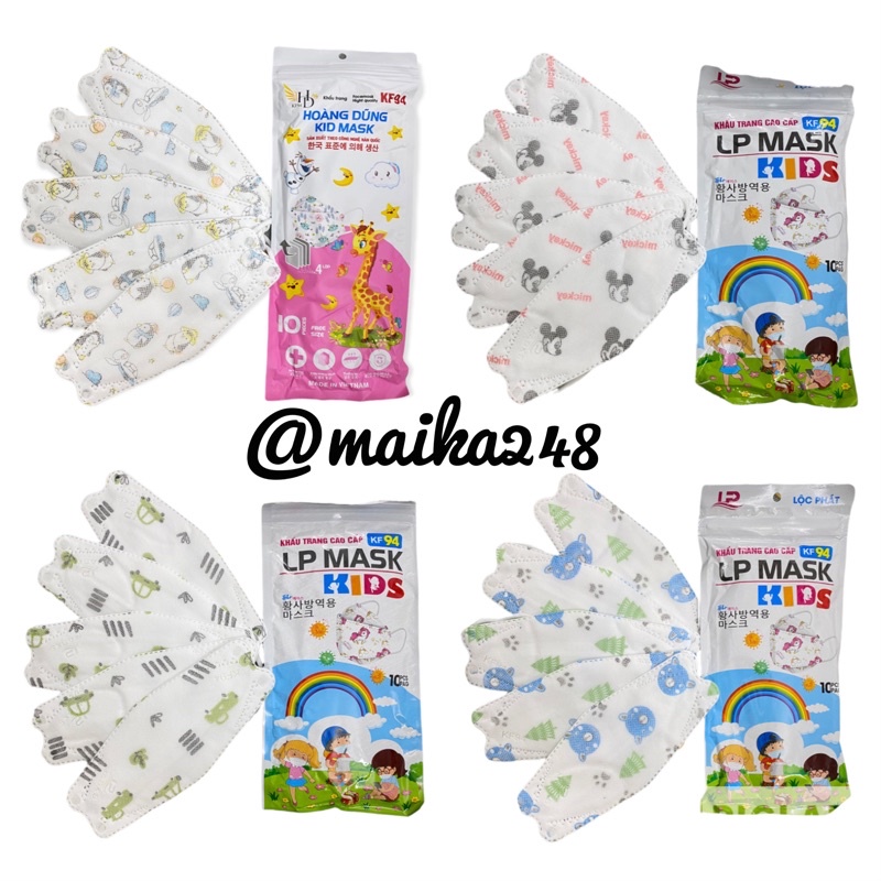 COMBO 50 CÁI KHẨU TRANG KF94 4 LỚP DÀNH CHO BÉ TỪ 2-12 TUỔI (mix hình + màu)