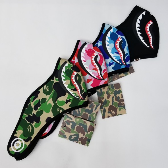 2021 Bape Japan Shark Camouflage Men Women Fashion Face Mask 01