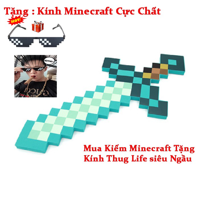 Kiếm Minecraft Kim Cương Cực Đẹp [Tặng Kính Thug Life]