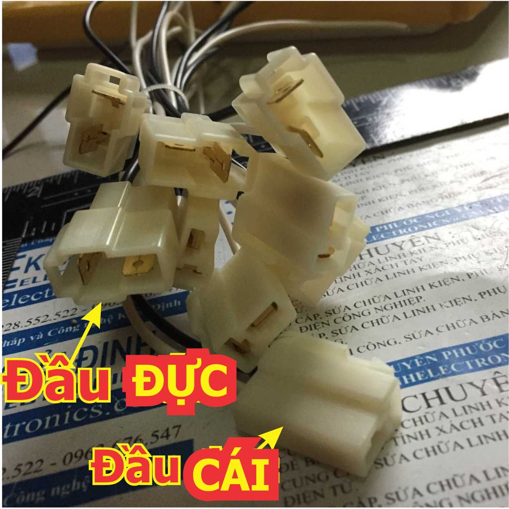 dây header 6.3mm jack xe OTO đầu ĐỰC/CÁI/ĐỰC+CÁI 2P, bấm sẵn dây kde3232